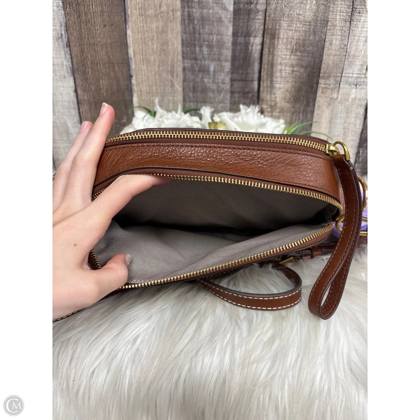 Crossbody Leather By Fossil, Size: Medium