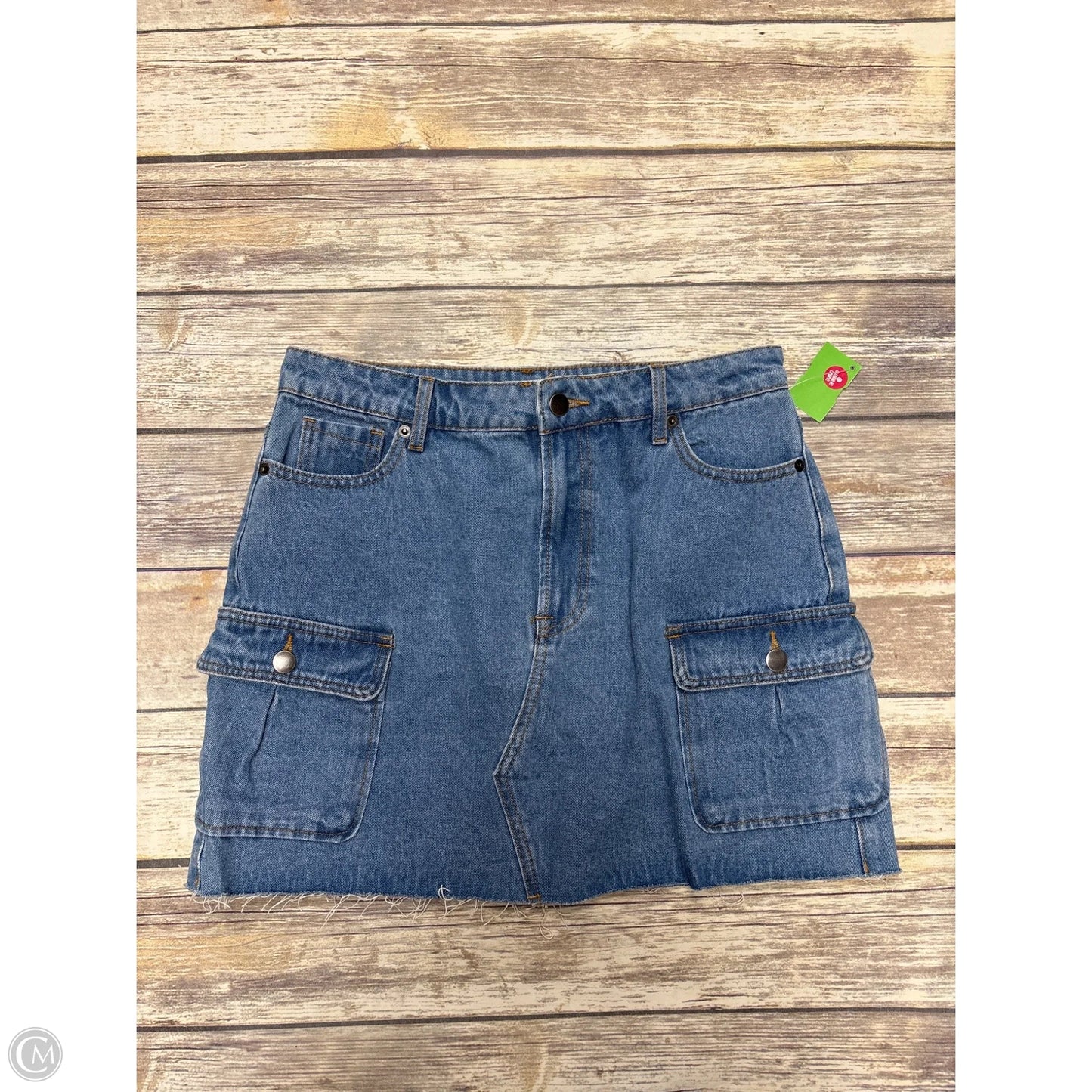 Skirt Mini & Short By Blu Pepper In Blue Denim, Size: L