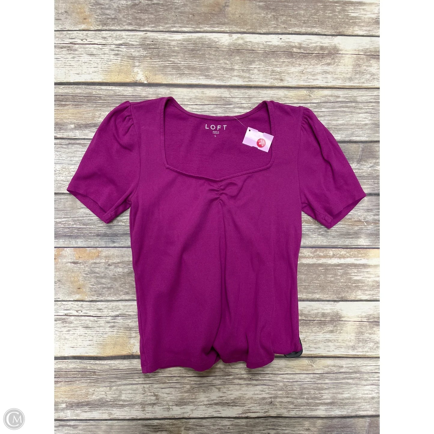 Top Short Sleeve By Loft In Pink, Size: L