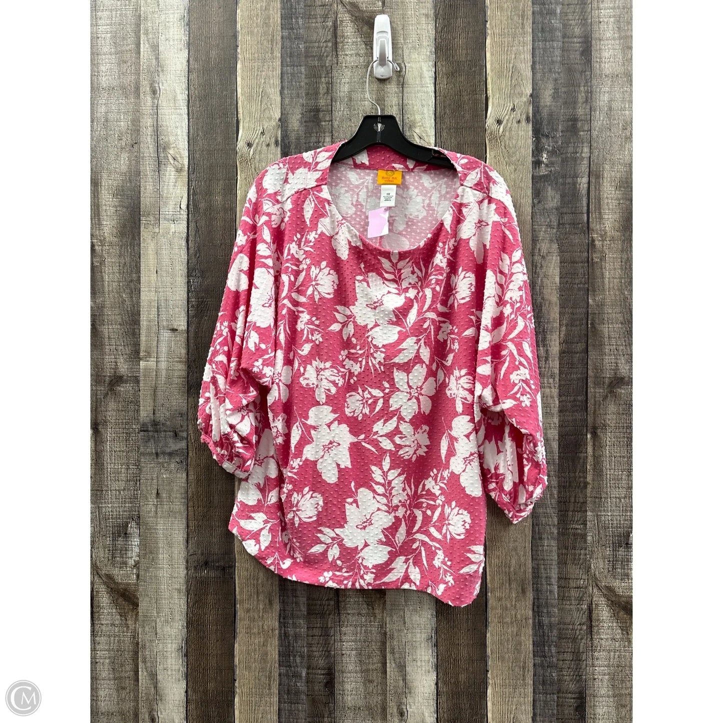 Top 3/4 Sleeve By Ruby Rd In Pink & White, Size: 1x