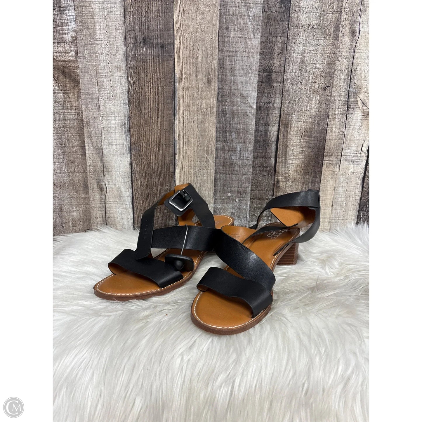 Sandals Heels Block By Franco Sarto In Black & Brown, Size: 11