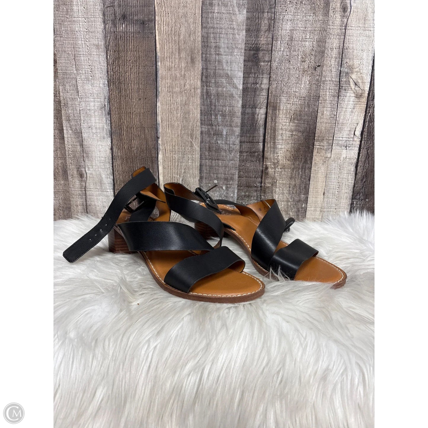 Sandals Heels Block By Franco Sarto In Black & Brown, Size: 11