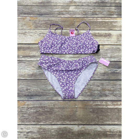 Swimsuit 2pc By Cmf In Purple & White, Size: M