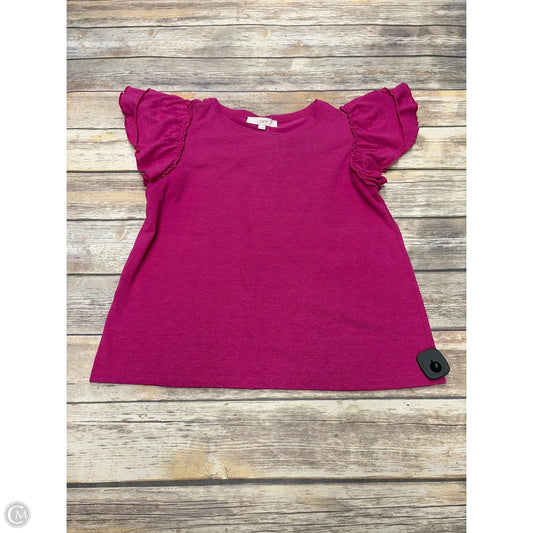 Top Short Sleeve By Loft In Pink, Size: L