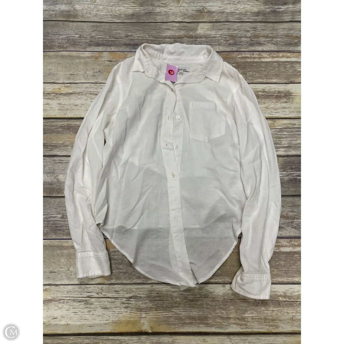 Top Long Sleeve By Madewell In White, Size: M