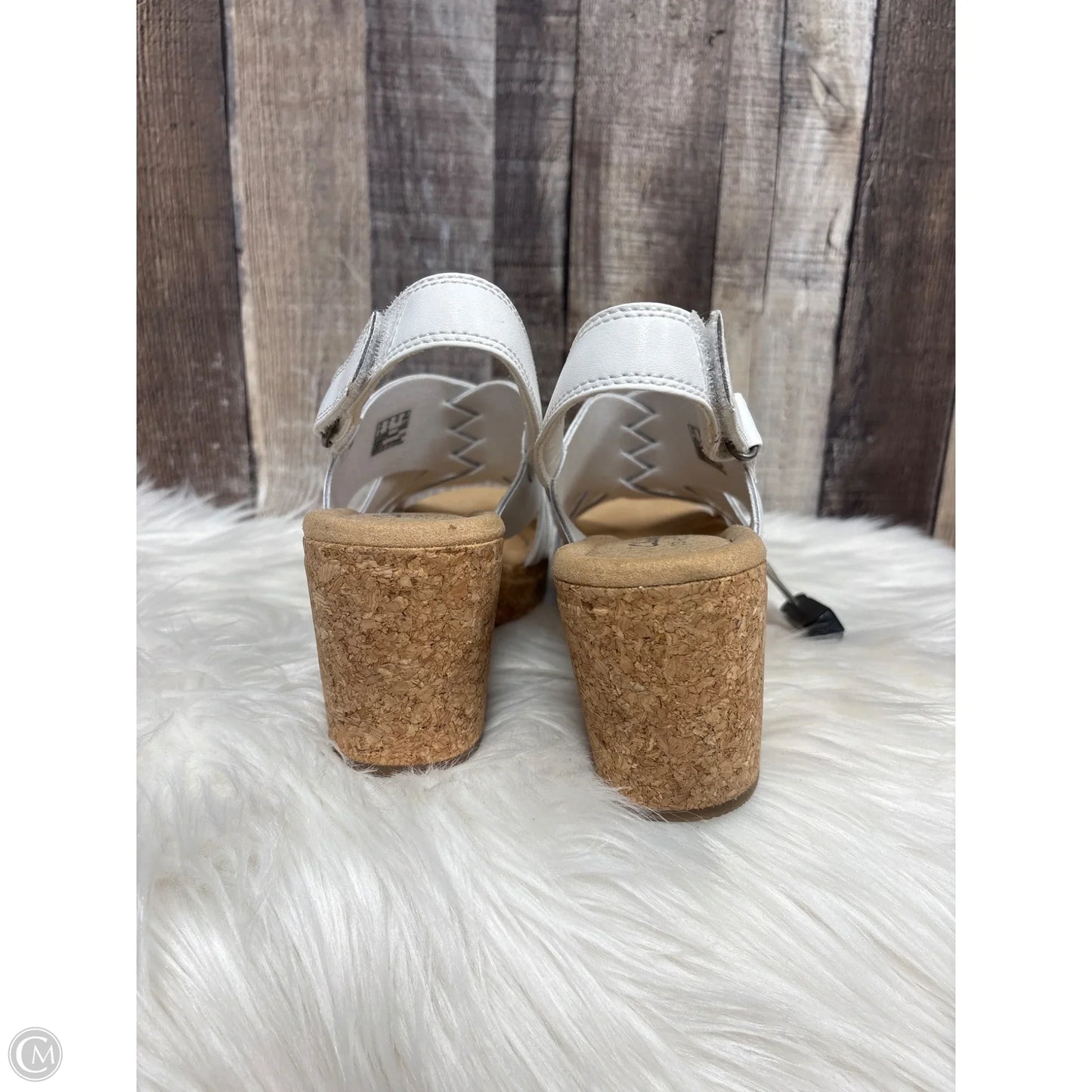 Sandals Heels Wedge By Clarks In White, Size: 9