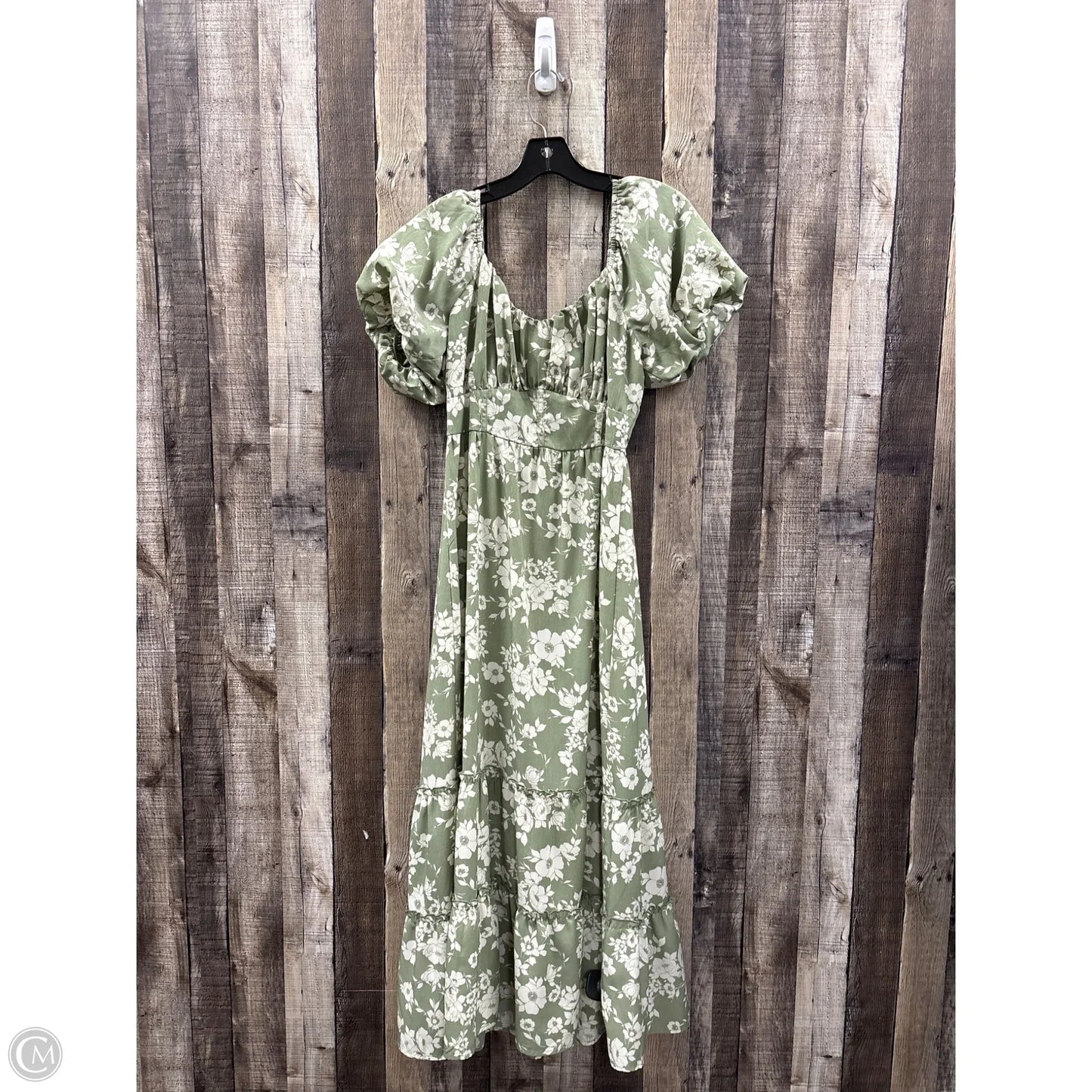 Dress Casual Maxi By Inspired Hearts In Green & White, Size: L