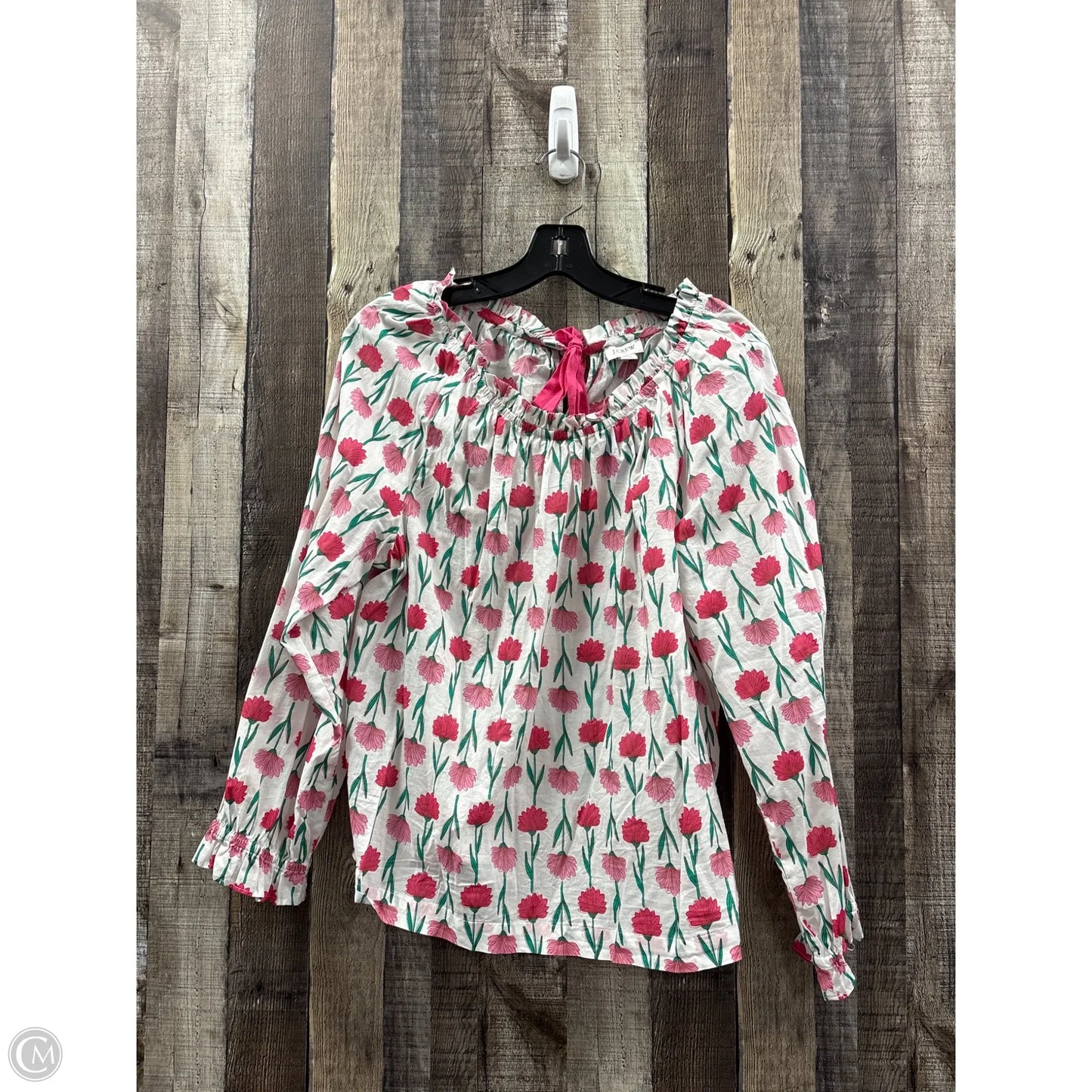Top Long Sleeve By J. Crew In Green & Pink, Size: L