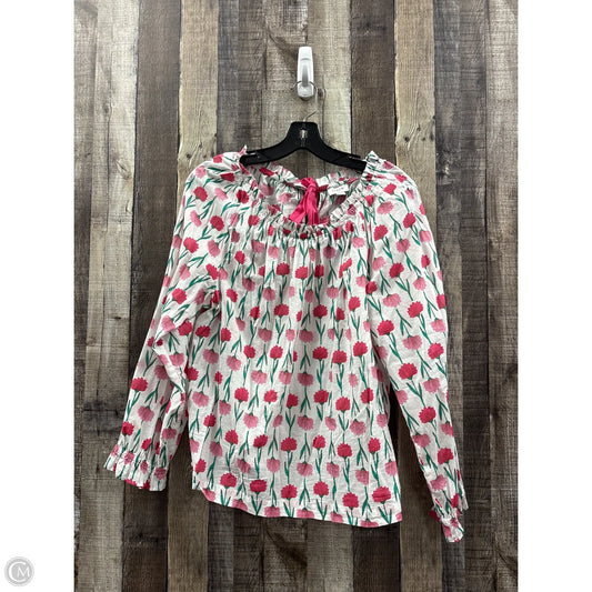 Top Long Sleeve By J. Crew In Green & Pink, Size: L