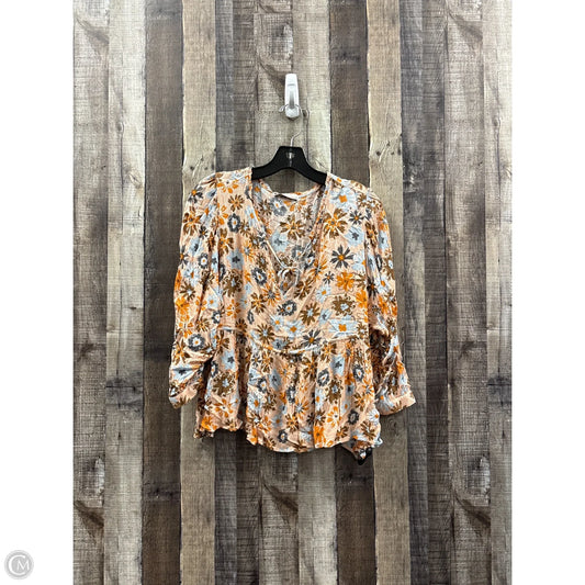 Top 3/4 Sleeve By So In Floral Print, Size: L