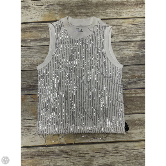 Top Sleeveless By Cme In Silver & White, Size: L