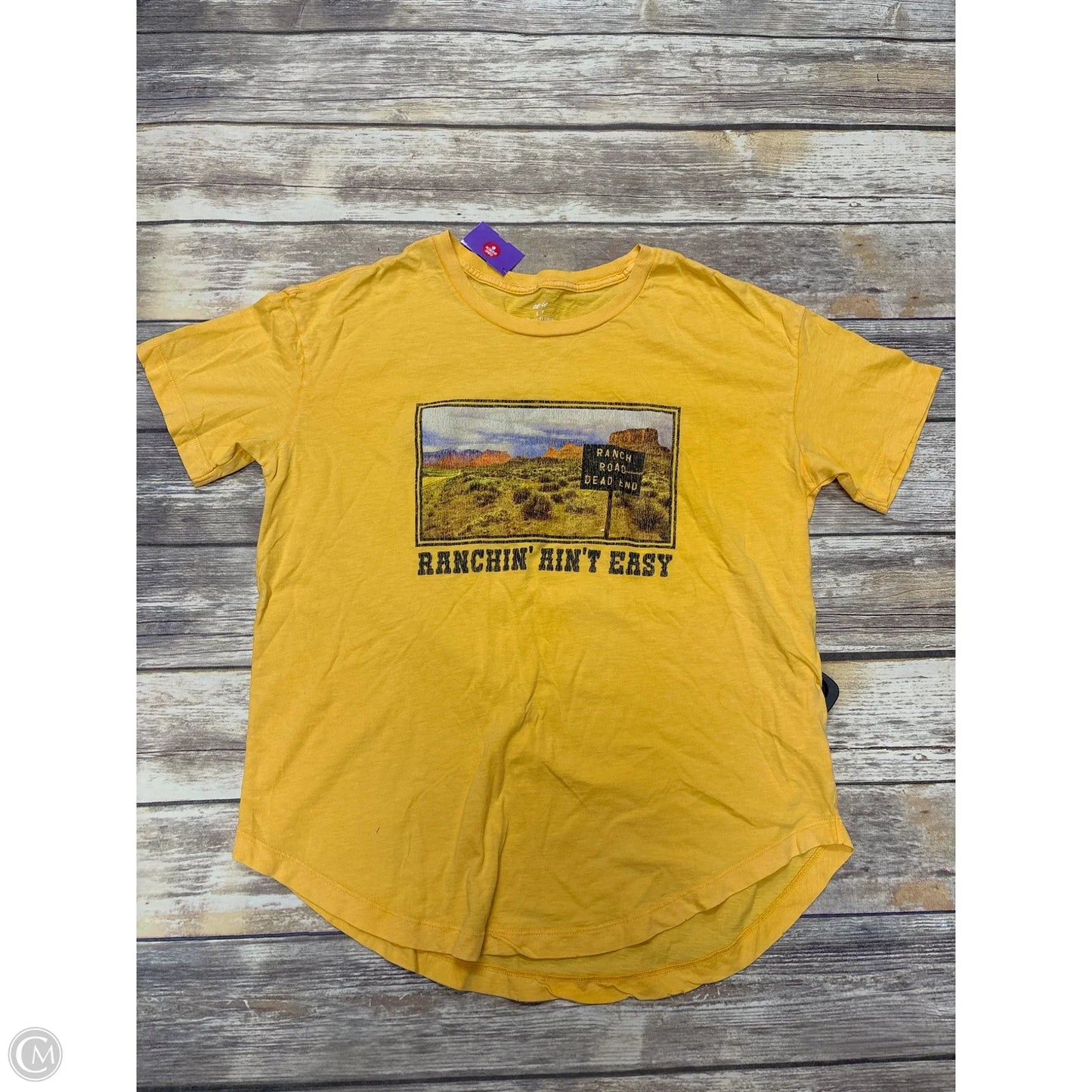 Top Short Sleeve Basic By Aerie In Yellow, Size: S