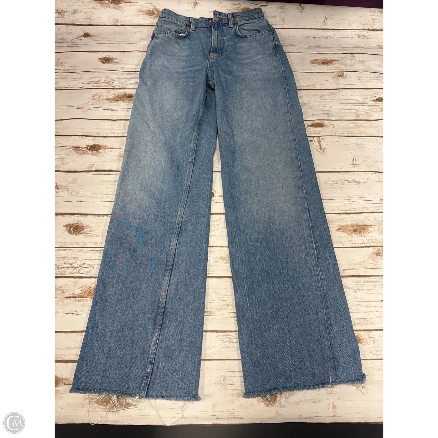 Jeans Wide Leg By Zara In Blue Denim, Size: 4