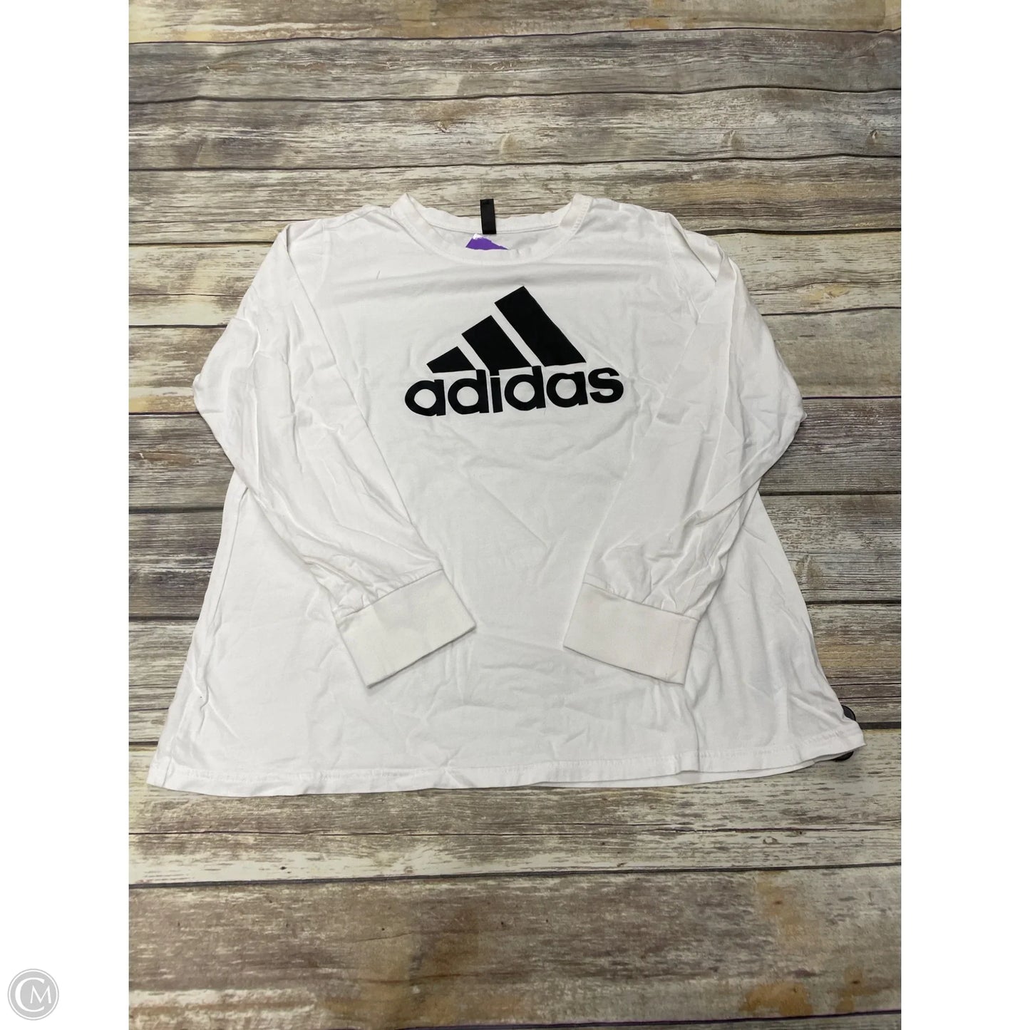 Athletic Top Long Sleeve Crewneck By Adidas In White, Size: 2x
