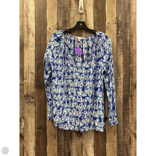 Top Long Sleeve Designer By Lilly Pulitzer In Blue, Size: M