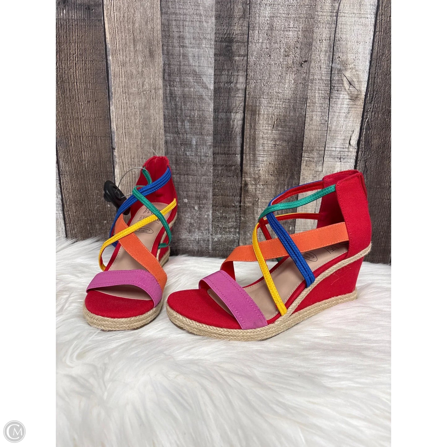 Sandals Heels Wedge By Impo In Red, Size: 7.5