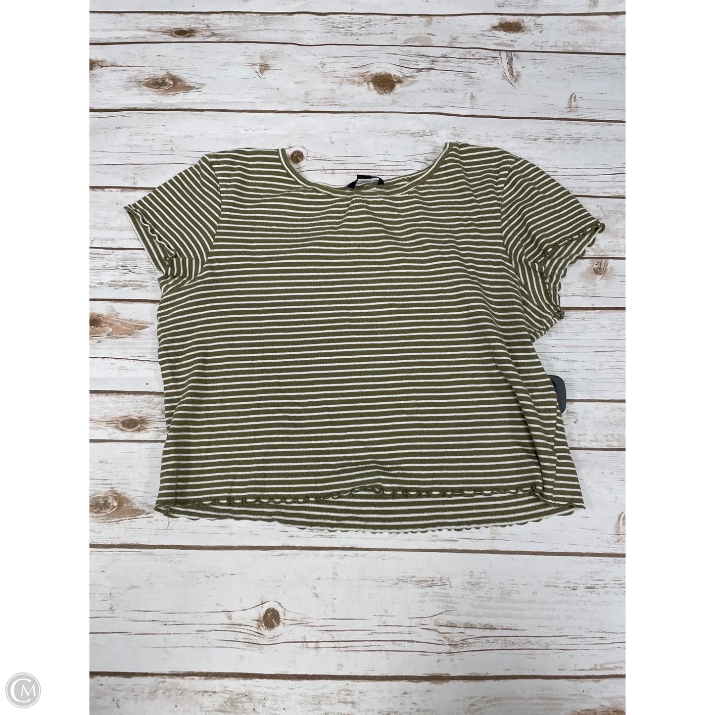 Top Short Sleeve By American Eagle In Striped Pattern, Size: L