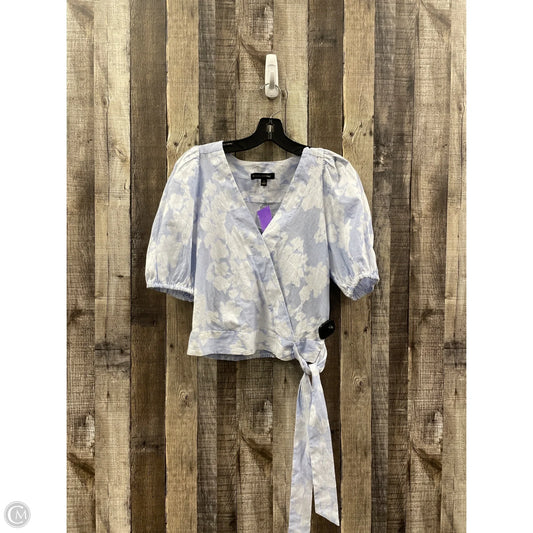 Top Short Sleeve By Banana Republic In Blue & White, Size: S