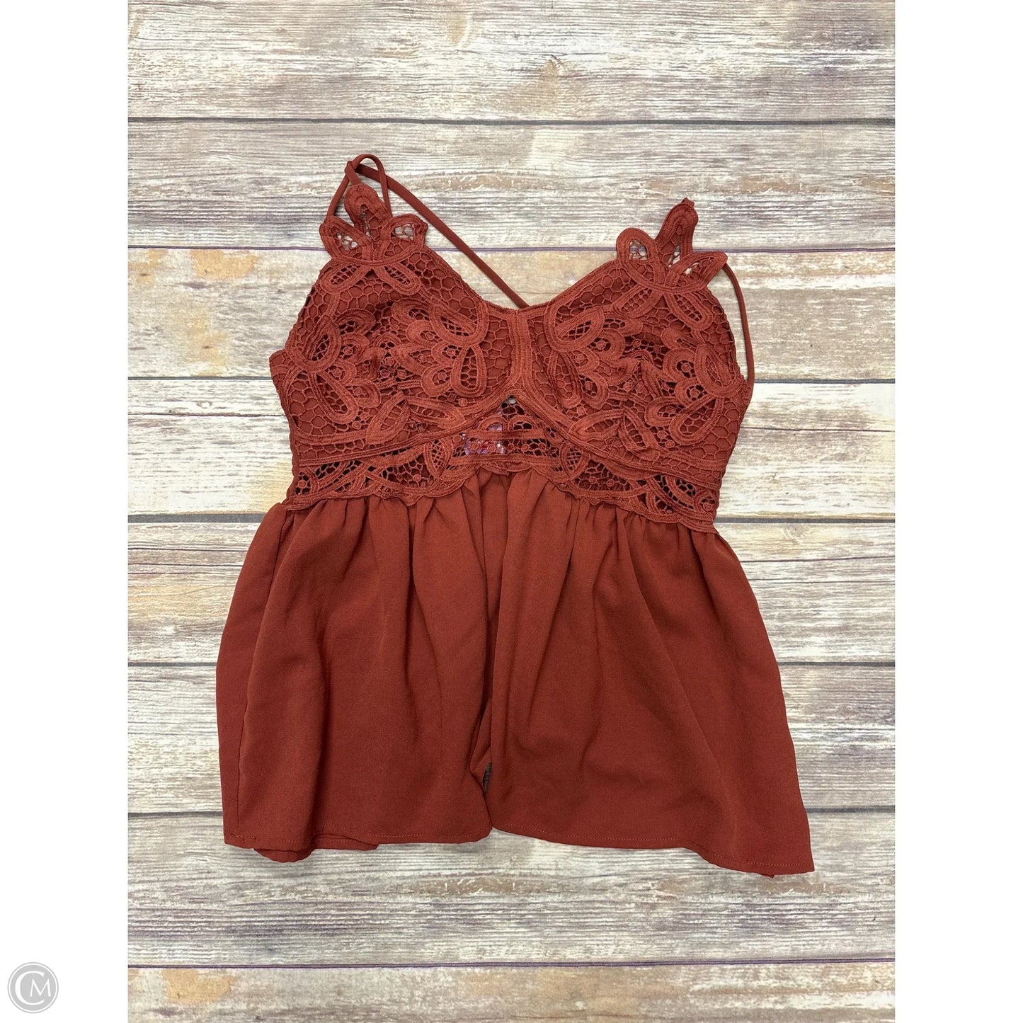 Top Sleeveless By Main Strip In Brown, Size: M