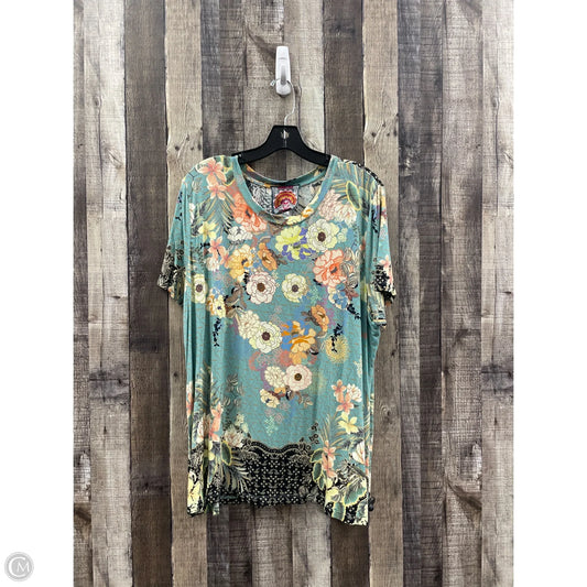 Top Short Sleeve By Johnny Was In Multi-colored, Size: Xxl