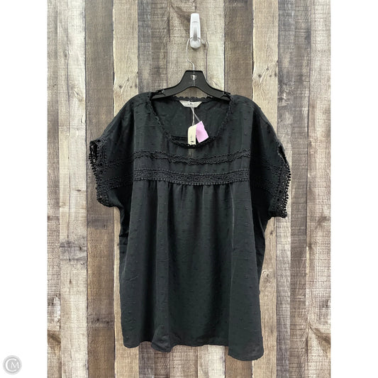 Top Short Sleeve By Agnes Orinda In Black, Size: 2x