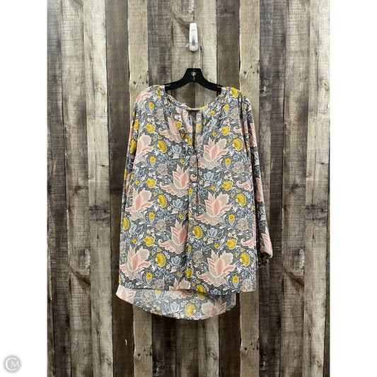 Top Long Sleeve By Tahari In Floral Print, Size: 3x