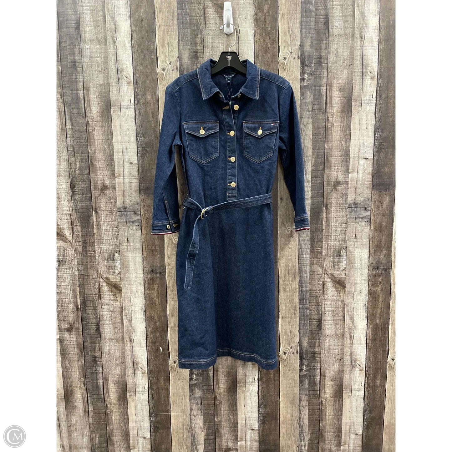Dress Casual Midi By Tommy Hilfiger In Blue Denim, Size: S