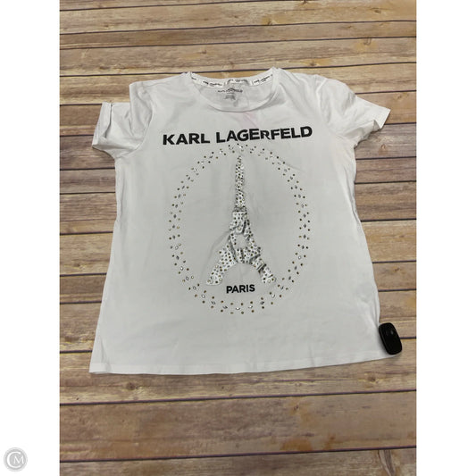 Top Short Sleeve Designer By Karl Lagerfeld In White, Size: S