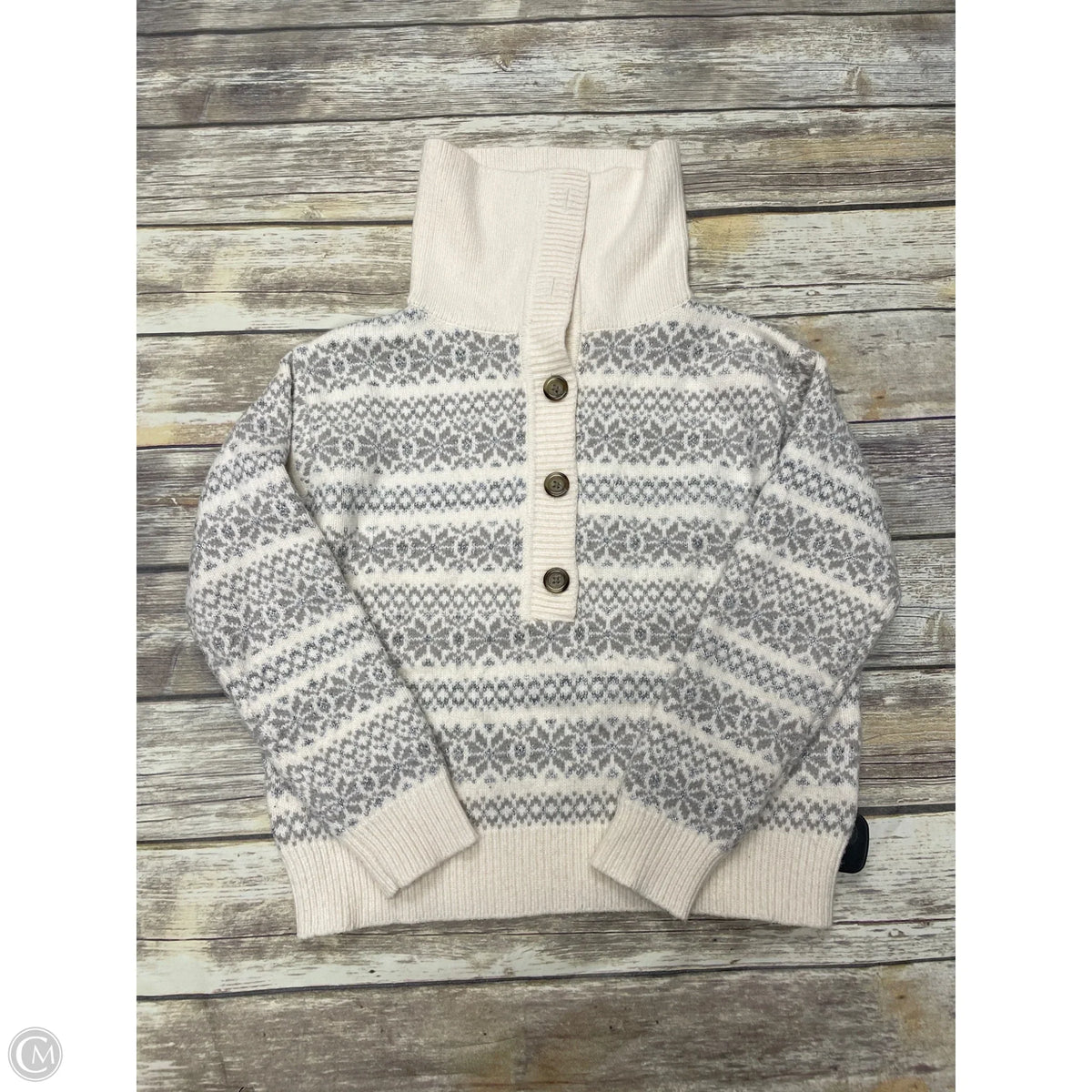 Sweater By Ann Taylor In Cream & Grey, Size: S