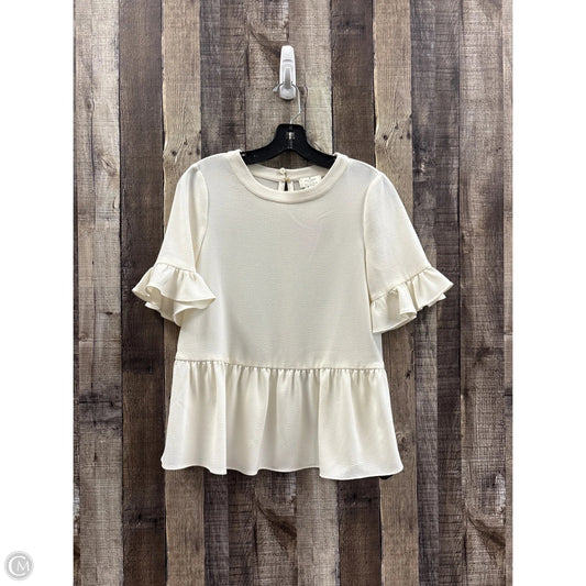Top Short Sleeve Designer By Kate Spade In Cream, Size: Xs