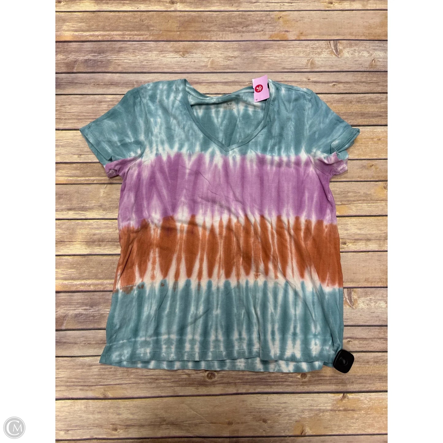 Top Short Sleeve By Natural Reflections In Tie Dye Print, Size: S