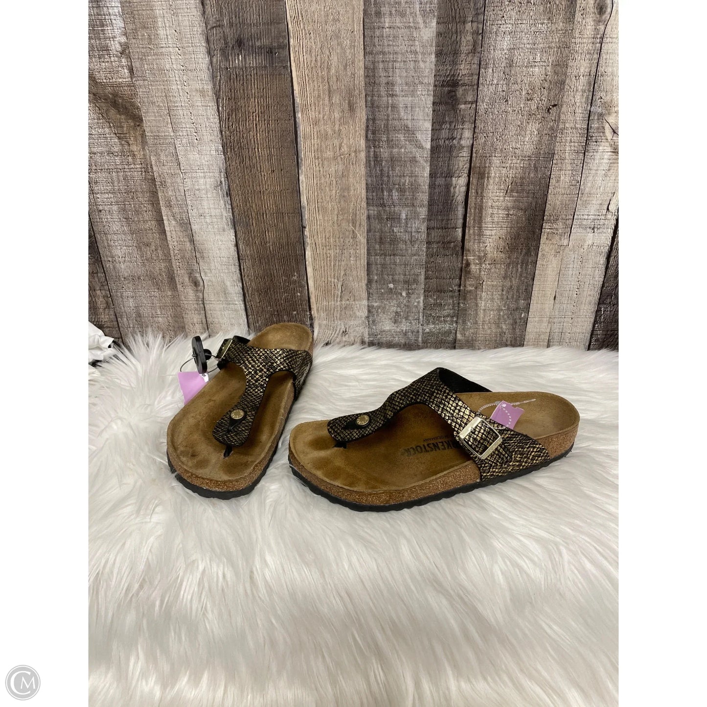 Sandals Flats By Birkenstock In Gold, Size: 10