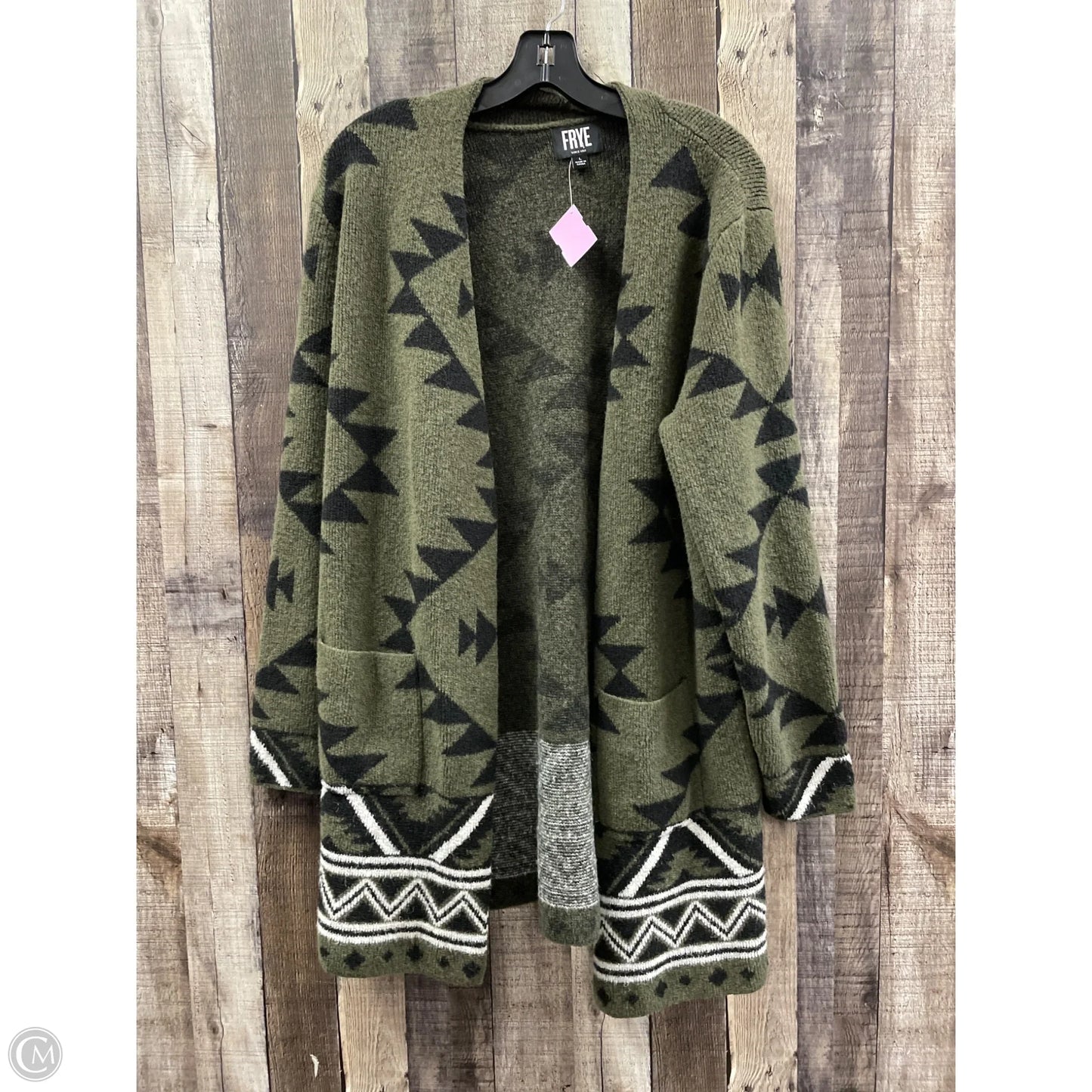 Sweater Cardigan Designer By Frye In Green, Size: L