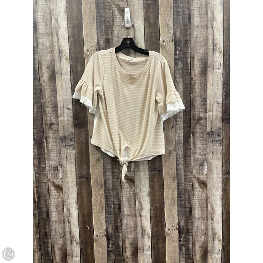 Top Short Sleeve By Hem & Thread In Tan & White, Size: S