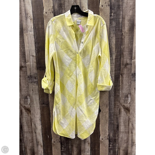Dress Casual Midi By Chicos In White & Yellow, Size: M