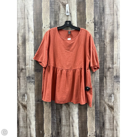 Top Short Sleeve By Emery Rose In Brown, Size: 2x