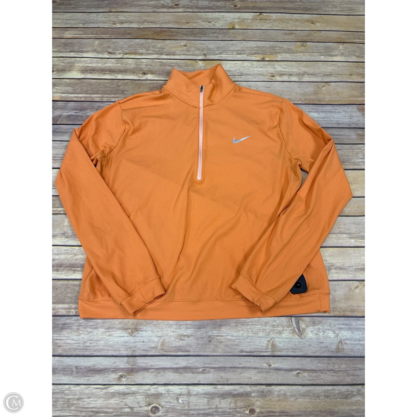 Athletic Top Long Sleeve Collar By Nike In Orange, Size: Xl