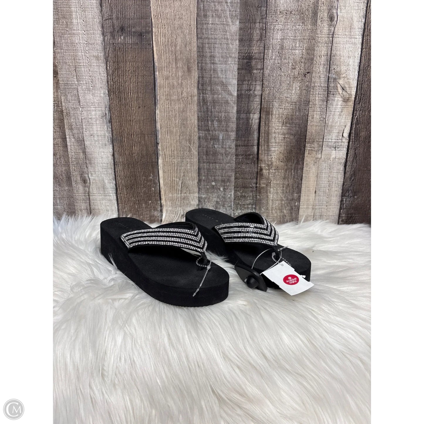 Sandals Heels Wedge By Kelly And Katie In Black & Silver, Size: 6