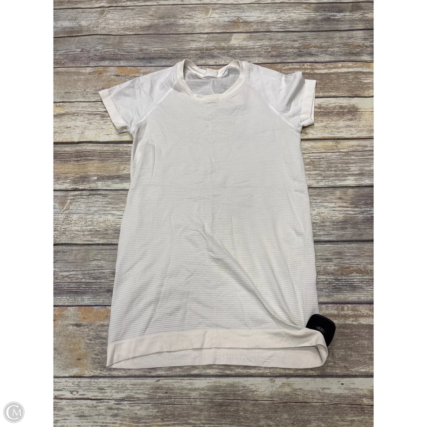 Athletic Top Short Sleeve By Lululemon In Beige, Size: 4