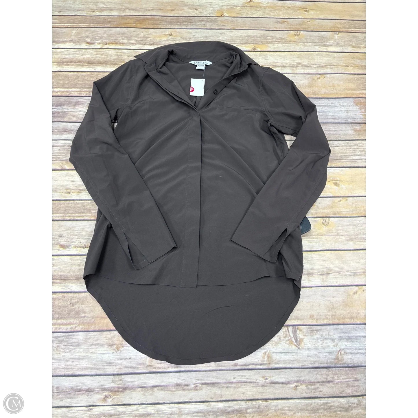 Athletic Top Long Sleeve Collar By Athleta In Brown, Size: Xxs