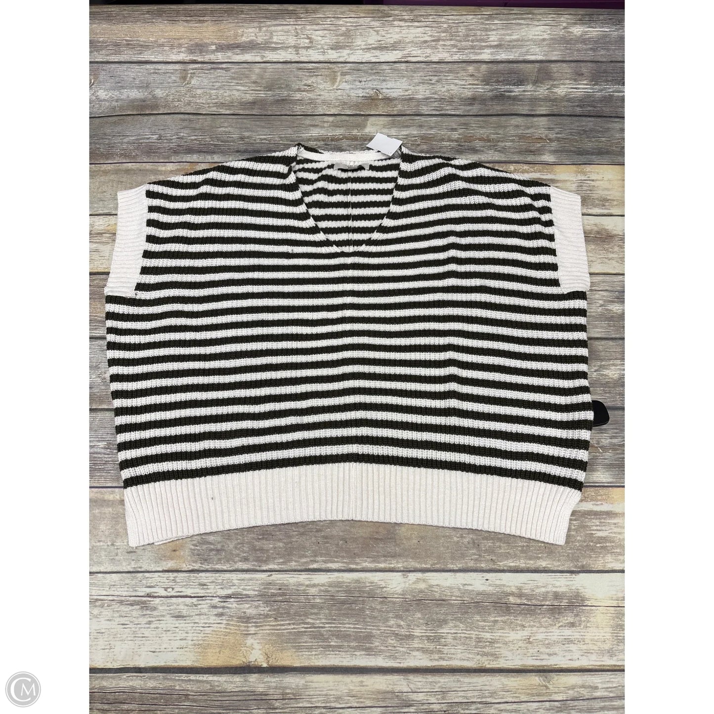 Sweater By Loft In Green & White, Size: L