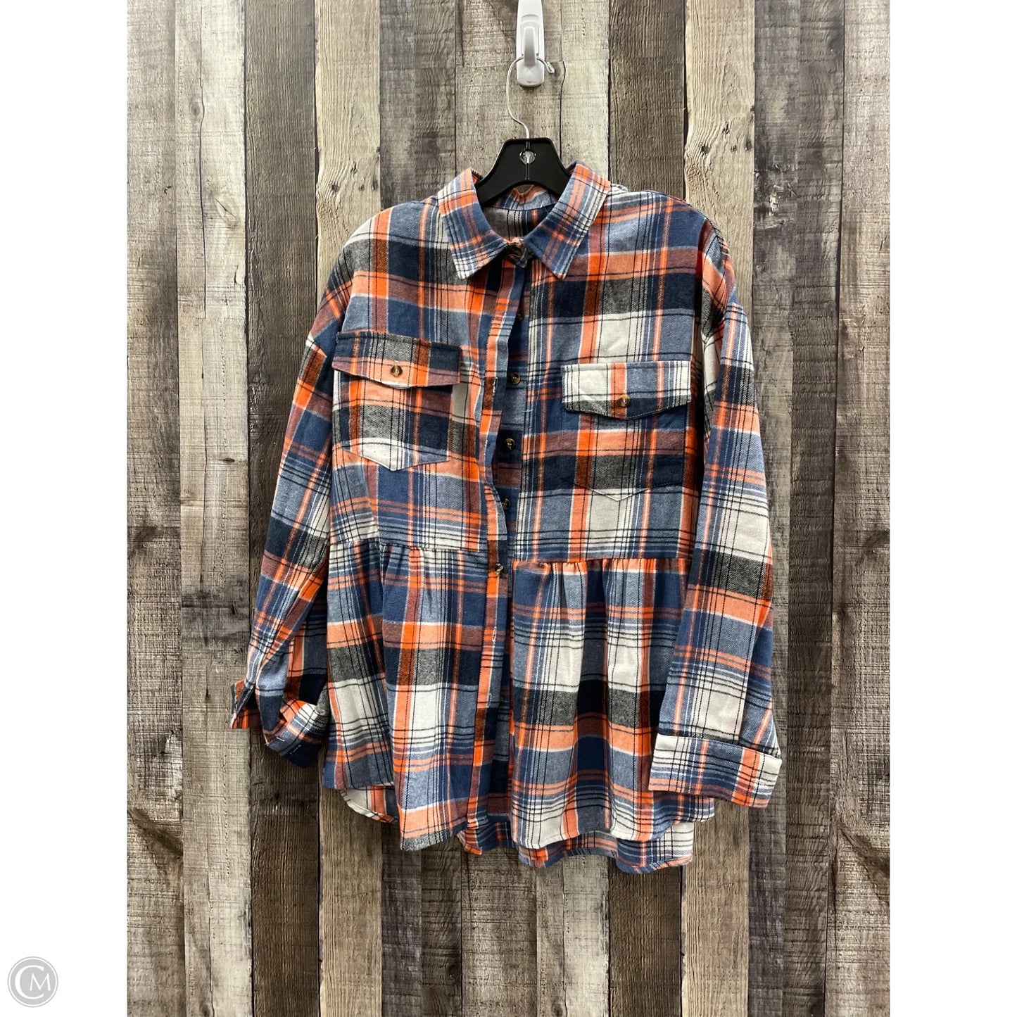 Top Long Sleeve By Cmf In Plaid Pattern, Size: S