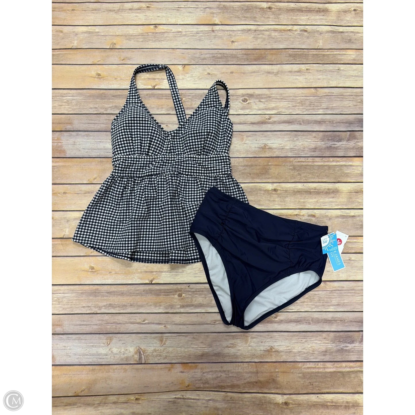 Swimsuit 2pc By Draper James Rsvp In Checkered Pattern, Size: L