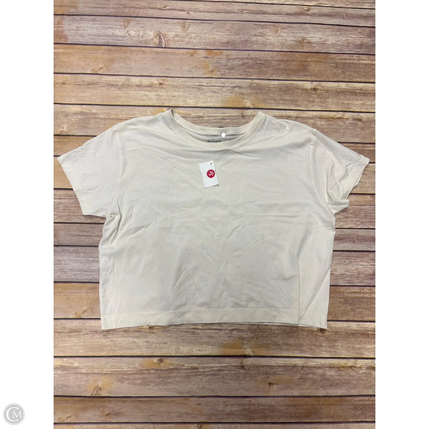 Athletic Top Short Sleeve By Athleta In Cream, Size: M