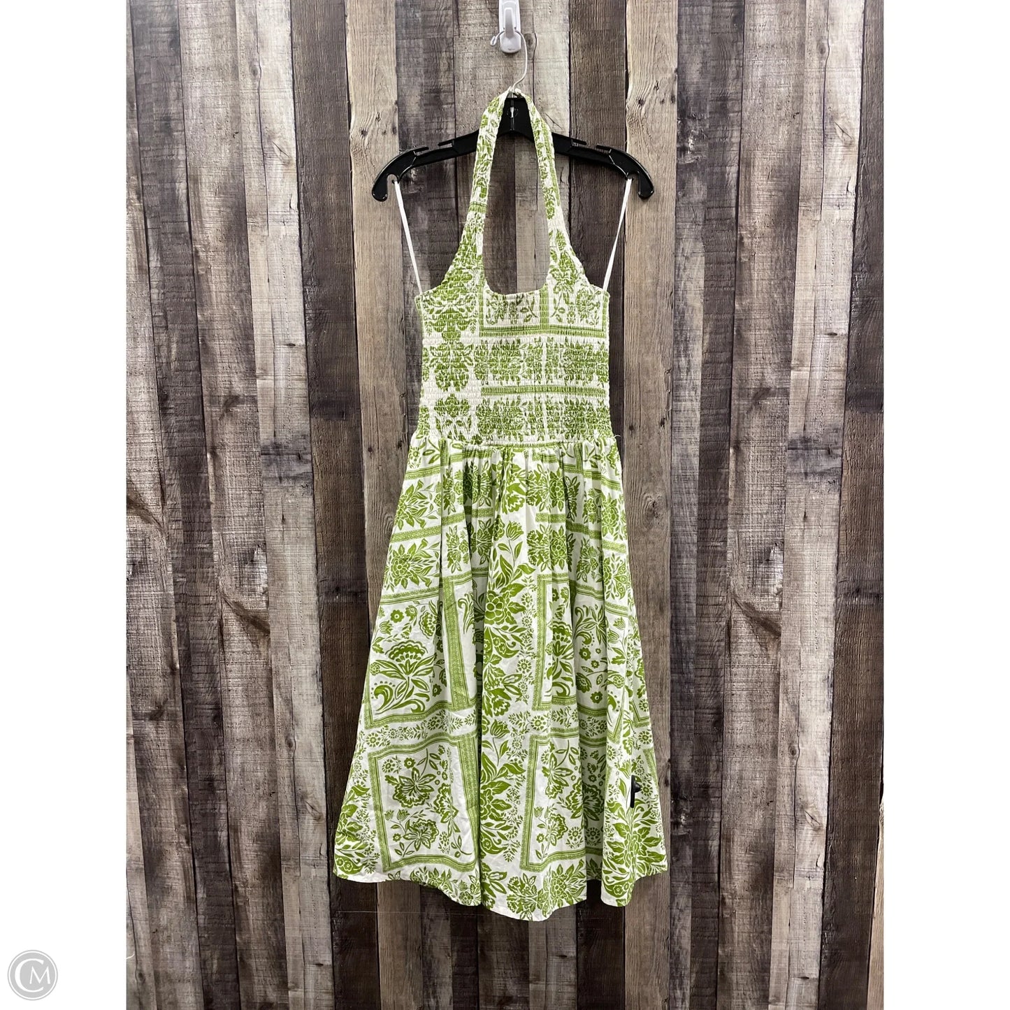 Dress Casual Midi By Cme In Green & White, Size: S