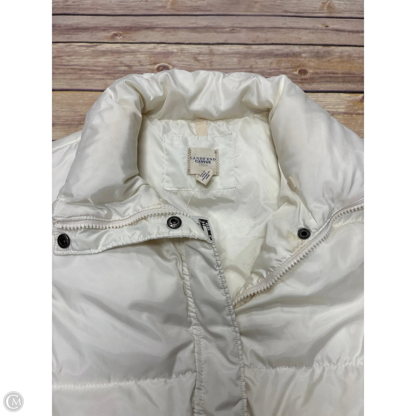 Vest Puffer & Quilted By Lands End In Cream, Size: L