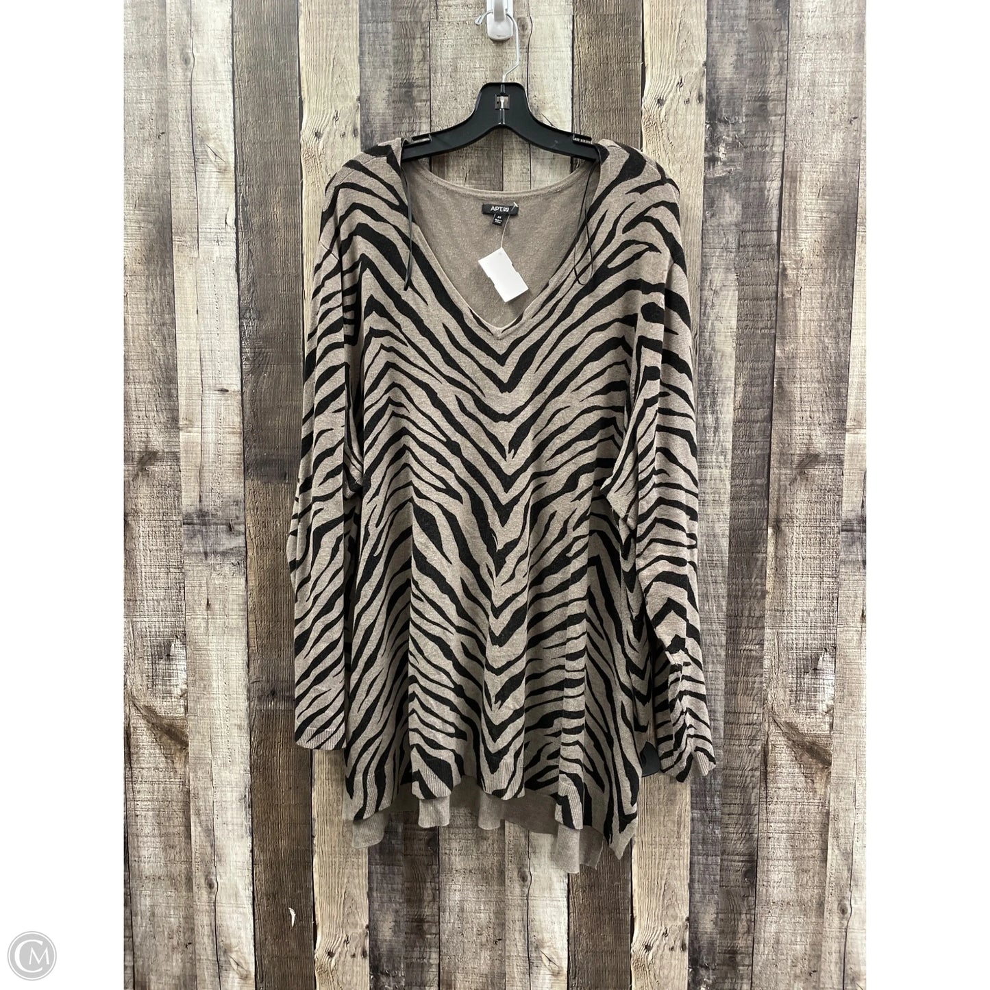 Sweater By Apt 9 In Zebra Print, Size: 3x