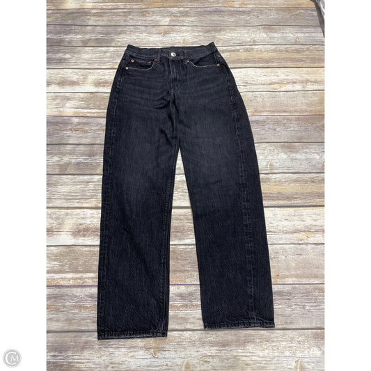 Jeans Straight By American Eagle In Black Denim, Size: 4