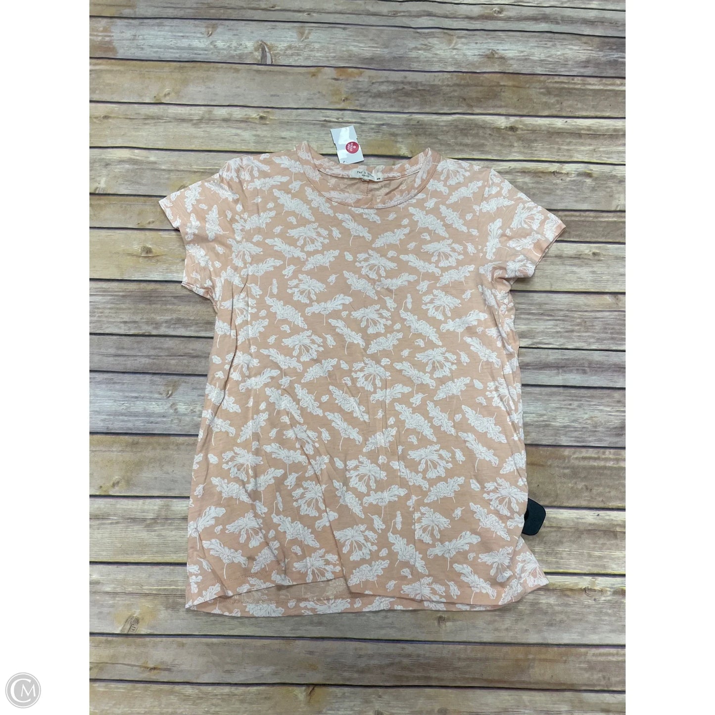 Top Short Sleeve By Rag And Bone In Orange & White, Size: M