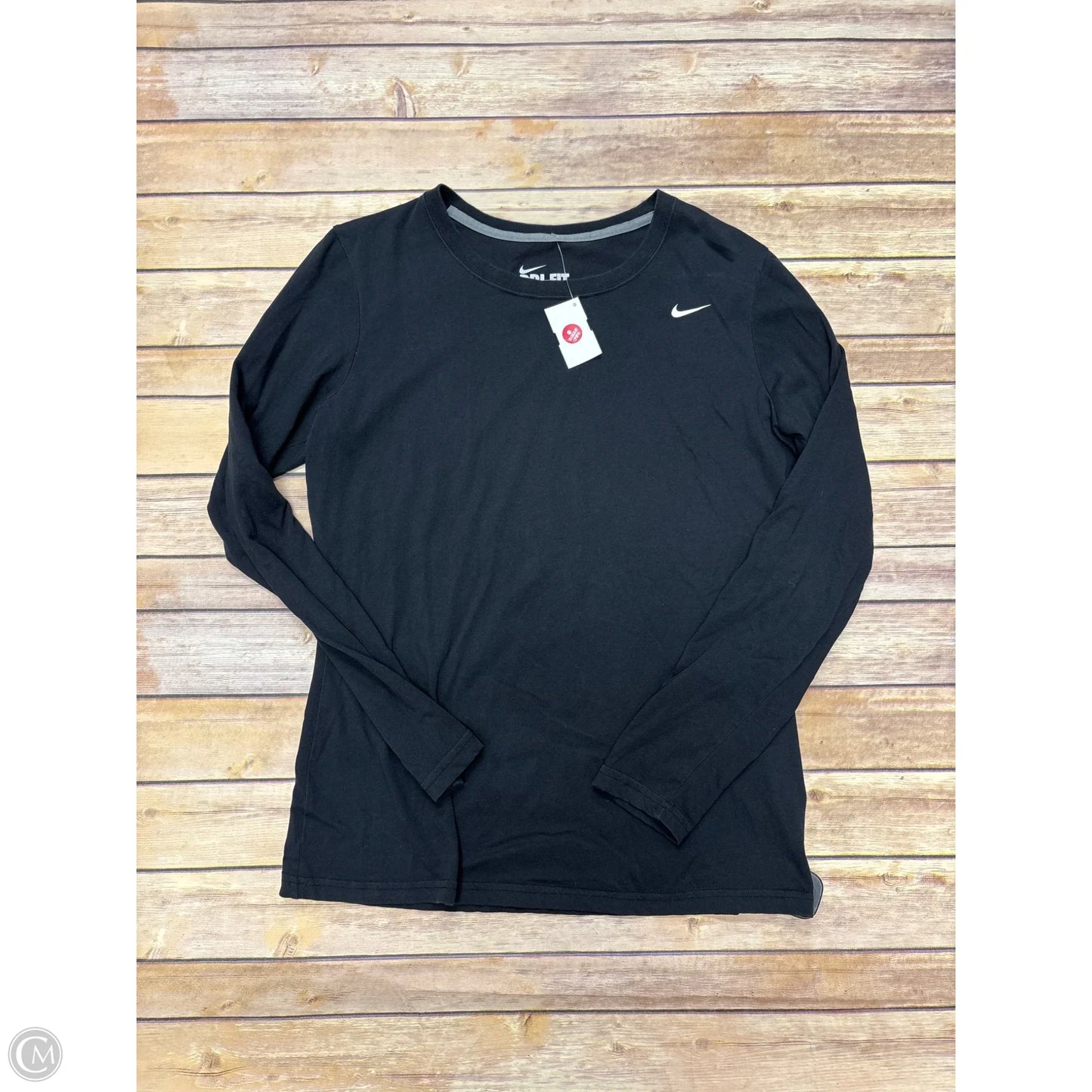 Athletic Top Long Sleeve Crewneck By Nike In Black, Size: L